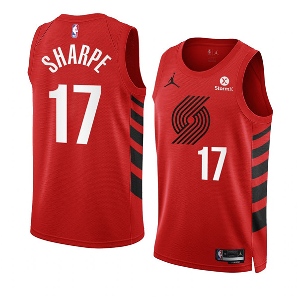 Men's Portland Trail Blazers #17 Shaedon Sharpe 2022/23 Red Statement Edition Swingman Stitched Basketball Jersey